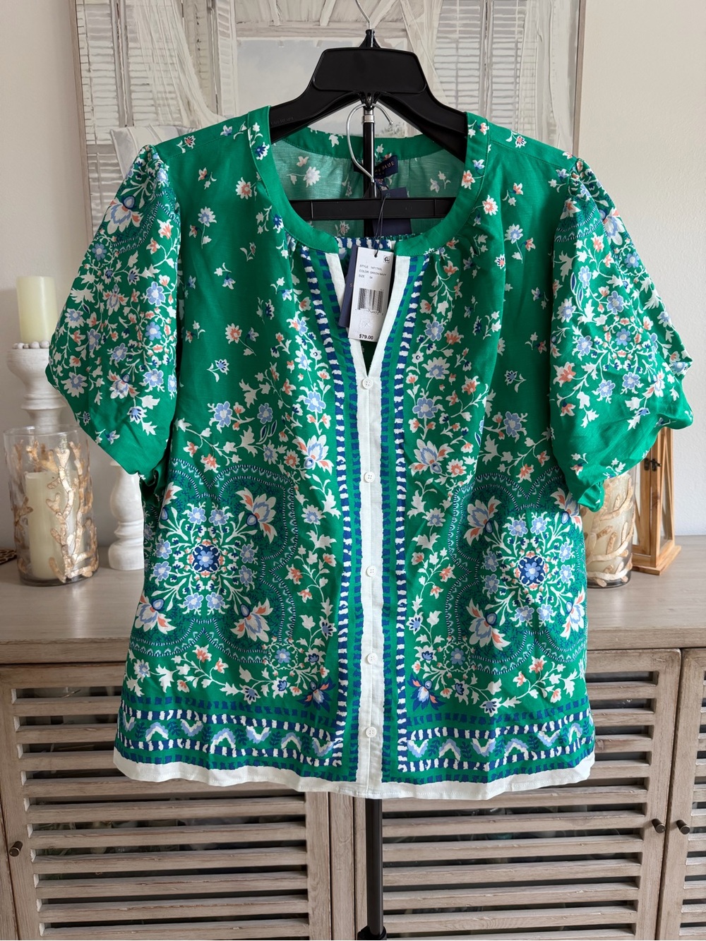 Skies Are Blue Floral V-Neck Top with Matching Shorts 3X